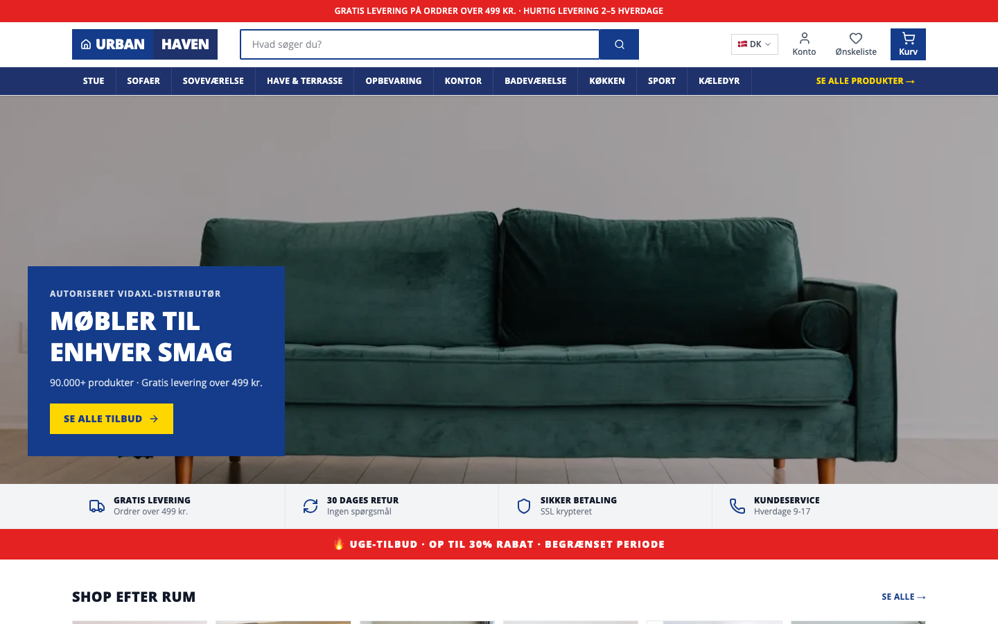 Urban Haven — E-commerce furniture store — 90,000+ products, authorized vidaXL distributor.